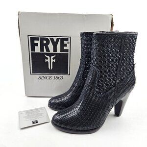 Frye Celeste Short Soft Woven Black Leather Boots